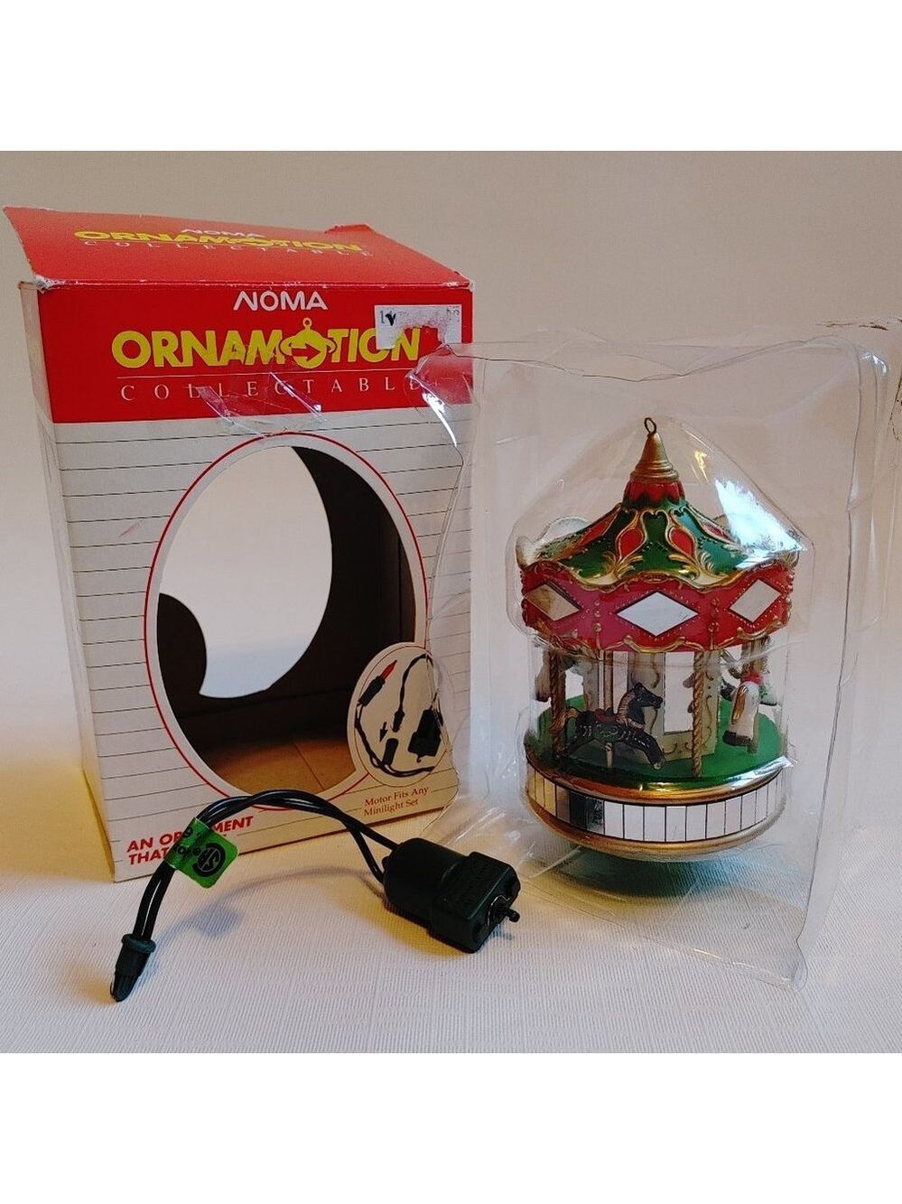 NOMA Ornamotion Carousel Horses Box Motor Ornament